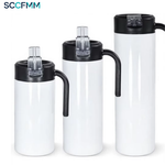 12oz/15oz/20oz Sublimation Tumblers With Handle Stainless Steel Double Wall Insulated Travel Mugs Sport Water Bottle DIY Print