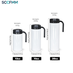 12oz/15oz/20oz Sublimation Tumblers With Handle Stainless Steel Double Wall Insulated Travel Mugs Sport Water Bottle DIY Print