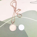 Sublimation Zinc Alloy Necklace Large Round Photo Pendant Thermal Transfer Print Customized Memory DIY Couple Family Gifts
