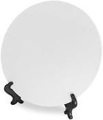 4 Pack Sublimation Blanks White Plastic Flat Plate with Stand, Diy Heat Transfer Print Plastic Dish Plates,8 inch/10 inch Round Dessert or Salad Plate For Home Decoration (10 inch)|B0FD9L8G9Z
