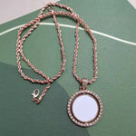 Sublimation Double-sided Rotating Pendant Heat-transfer Print Image Rhinestones High-end Feel Necklace for Birthday Gift