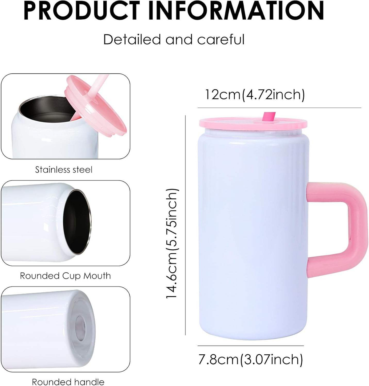 SCCFMM Vacuum Insulated Stainless Steel 16oz Sublimation Tumbler with for Heat Transfer Print Logo Custom Business Gifts
