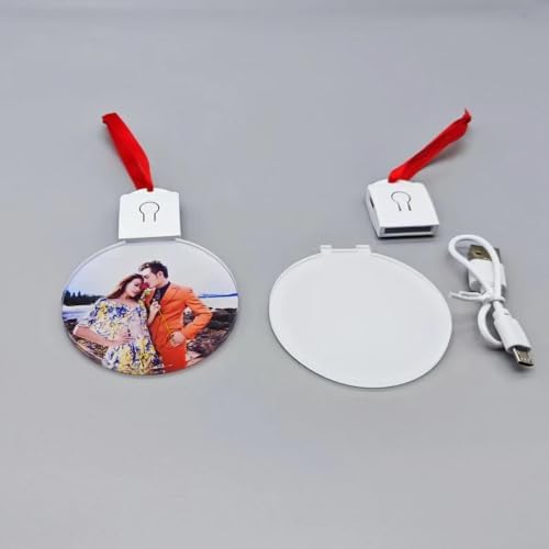 20 Pcs USB Charger Light up Sublimation Blank Ornament with Light Acrylic Blanks LED Ornaments Bulk for Tree DIY Heat Transfer Crafts Party Decorations Supplies|B0F1F7SQYL