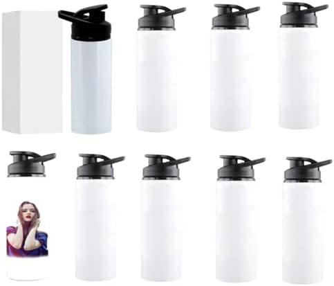 Limitronix 10 Pack 750ml/25oz Sublimation Blank Aluminium Water Bottle Outdoor Sports Bottle With Handheld Lid DIY Heat Transfer Print Straight Portable Water Bottles For Bicycle Travel Climb camp|B0FLXB32Q6