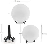 4 Pack Sublimation Blanks White Plastic Flat Plate with Stand, Diy Heat Transfer Print Plastic Dish Plates,8 inch/10 inch Round Dessert or Salad Plate For Home Decoration (10 inch)|B0FD9L8G9Z
