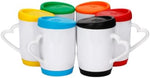 6 Pack Sublimation Blank 11oz Ceramic Mug With Color Silicone Lid And Bottom,Blank Coated Cup,Sublimation Mugs Coffee Cup with Heart Handle|B0HCMQT1VD
