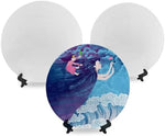 4 Pack Sublimation Blanks White Plastic Flat Plate with Stand, Diy Heat Transfer Print Plastic Dish Plates,8 inch/10 inch Round Dessert or Salad Plate For Home Decoration (10 inch)|B0FD9L8G9Z