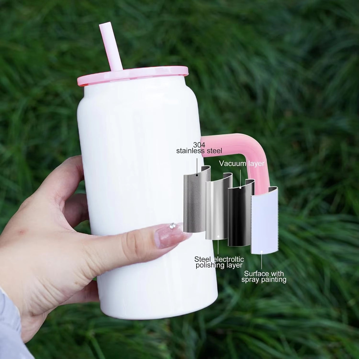 SCCFMM Vacuum Insulated Stainless Steel 16oz Sublimation Tumbler with for Heat Transfer Print Logo Custom Business Gifts