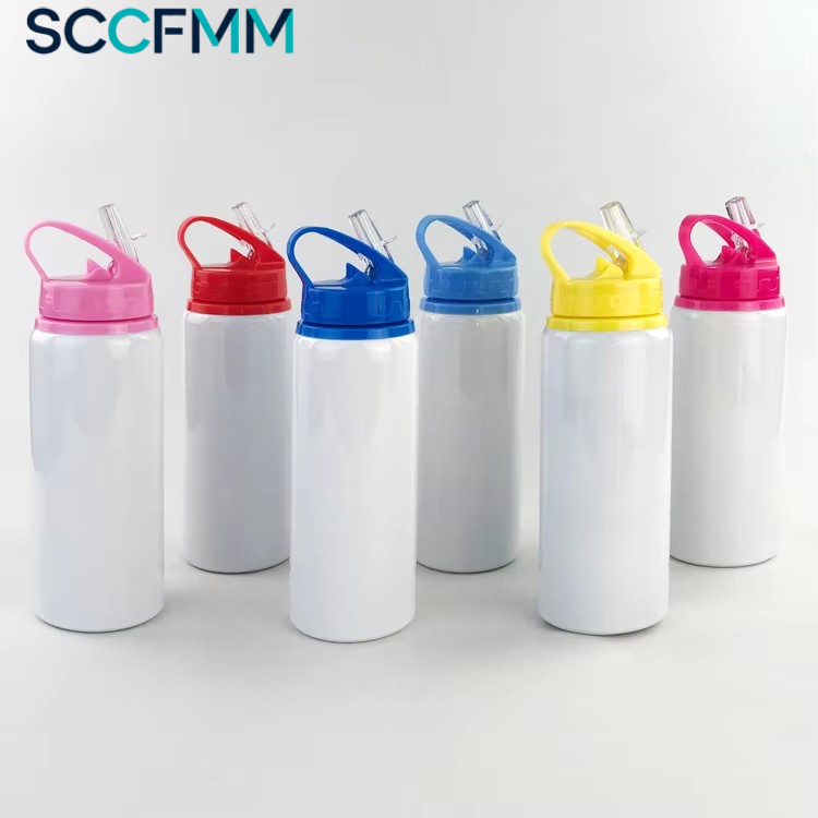 10pcs 20oz Sublimation Blank White Sport Aluminum Water Bottle Portable Outdoor Travel Bicycle Bottle MugsFor DIY Heat Transfer Print