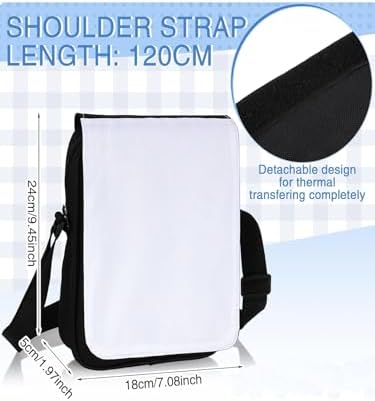 5 Pcs Sublimation Blanks Larger Capacity Shoulder Bag Sublimation 15inch Shoulder Bag Crossbody Bag DIY Heat Transfer Print Sublimation Bags for Men Adults Children Father's Day Gifts, Black|B0DNM1RCP9
