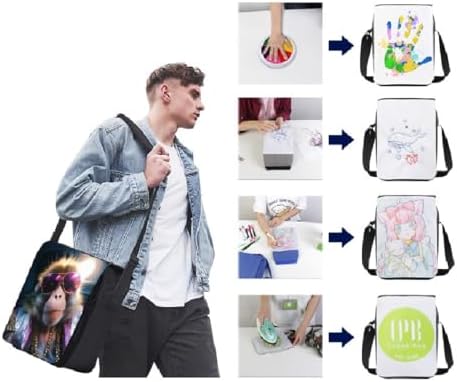 5 Pcs Sublimation Blanks Larger Capacity Shoulder Bag Sublimation 15inch Shoulder Bag Crossbody Bag DIY Heat Transfer Print Sublimation Bags for Men Adults Children Father's Day Gifts, Black|B0DNM1RCP9