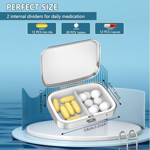 20pcs Sublimation Blank Pill Box Metal Square 2 Compartment Medicine Pill Case,Portable Pocket or Purse Pill Box for DIY Heat Transfer Print|B0F28M71CY