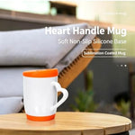 6 Pack Sublimation Blank 11oz Ceramic Mug With Color Silicone Lid And Bottom,Blank Coated Cup,Sublimation Mugs Coffee Cup with Heart Handle|B0HCMQT1VD