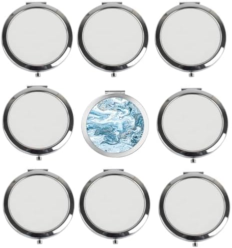 10pieces Sublimation Pocket Makeup Mirror with 2 x 1x Magnification Sublimation Metal Compact Mirror Sublimation Travel Makeup Mirror for Women Men Home Travel Use|B0DRFCSZH8