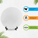 4 Pack Sublimation Blanks White Plastic Flat Plate with Stand, Diy Heat Transfer Print Plastic Dish Plates,8 inch/10 inch Round Dessert or Salad Plate For Home Decoration (10 inch)|B0FD9L8G9Z