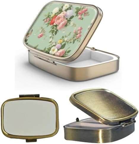 20pcs Sublimation Blank Bronze Pill Box Metal Square 2 Compartment Medicine Pill Case,Portable Pocket or Purse Pill Box Unique Gift for DIY Heat Transfer Print|B0F7H4VQ7W
