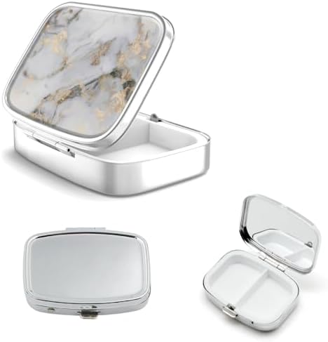 20pcs Sublimation Blank Pill Box Metal Square 2 Compartment Medicine Pill Case,Portable Pocket or Purse Pill Box for DIY Heat Transfer Print|B0F28M71CY