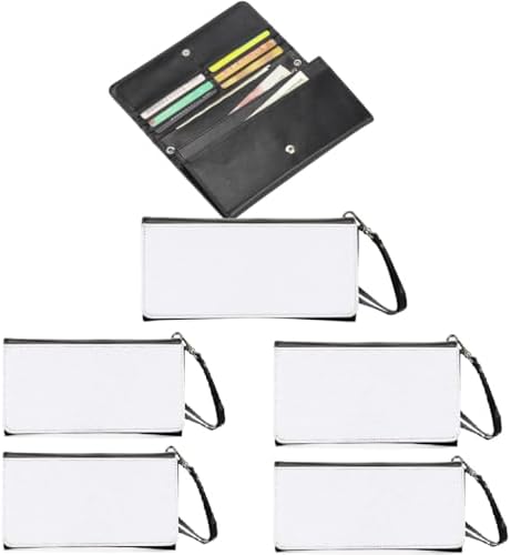 5 PiecesSublimation Blank Long Wallet, Fashion Ladies PU Leather Wallets, Heat Transfer Large Capacity Secure Buckle Leather Clutch Wallet, DIY Craft Long Purse for Women Girl Gift, black, Sublimation|B0DRHWHVG5