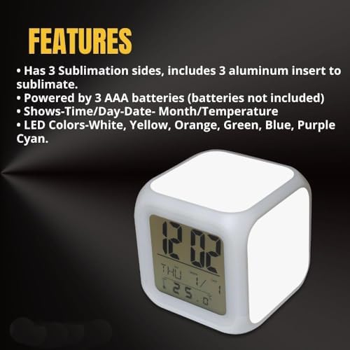 6 Pack Sublimation Blanks Led Clock – LED Color Changing Digital Alarm Clock Sublimation DIY Printing with 3 Pcs Insert Aluminum for Personalized Logo Sublimation Clock, DIY Photo|B0F93GSYDY