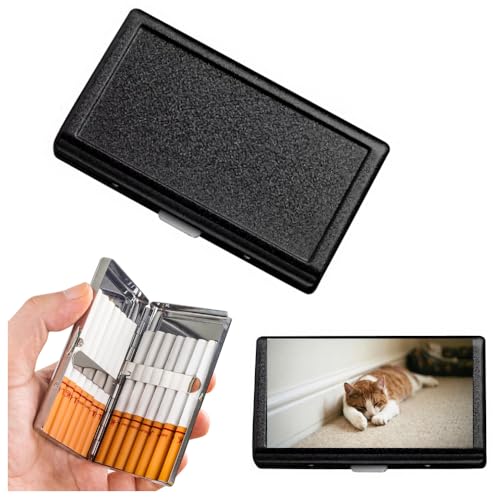 10 Set Sublimation Blank Frosted Metal Cigarette Case with Aluminium Parts for DIY Heat Transfer Print Portable Double Sided Spring Clip Holder for Regular Cigarettes (Frosted Black)|B0GVD7LNRK