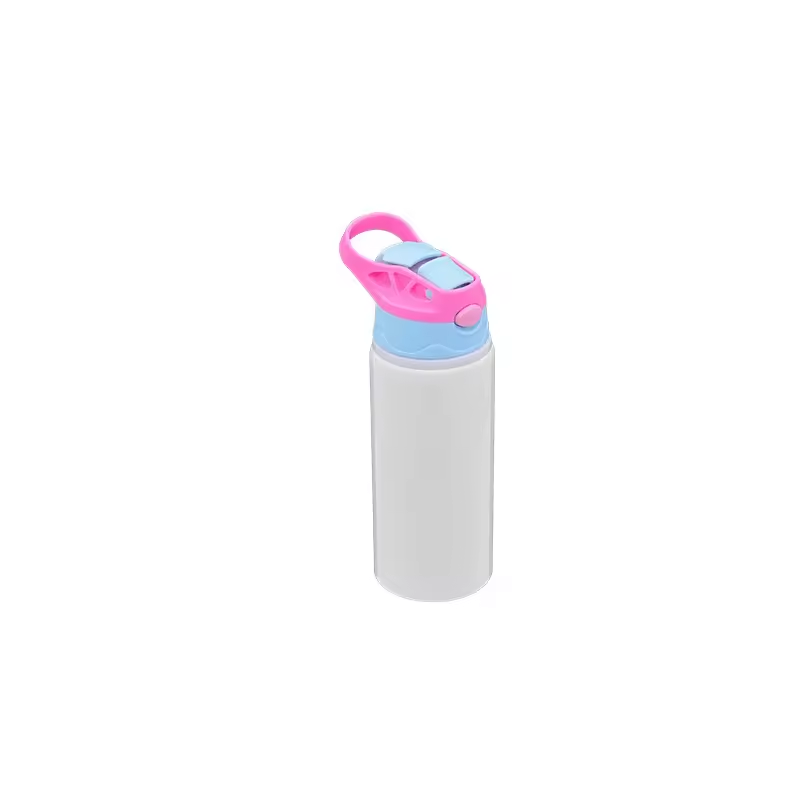 SCCFMM Sublimation Aluminum PE Sports Water Bottle White Straw Cup Coating Outdoor Bounce Cup Blanks Heat Transfer Print Logo