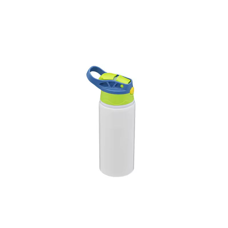 SCCFMM Sublimation Aluminum PE Sports Water Bottle White Straw Cup Coating Outdoor Bounce Cup Blanks Heat Transfer Print Logo