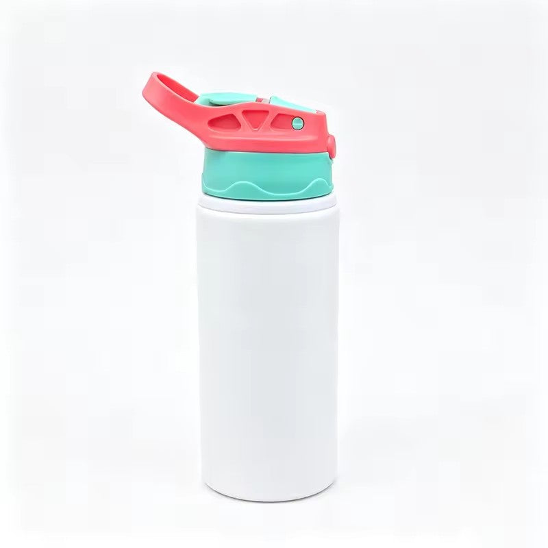 SCCFMM Sublimation Aluminum PE Sports Water Bottle White Straw Cup Coating Outdoor Bounce Cup Blanks Heat Transfer Print Logo