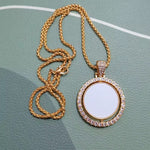 Sublimation Double-sided Rotating Pendant Heat-transfer Print Image Rhinestones High-end Feel Necklace for Birthday Gift