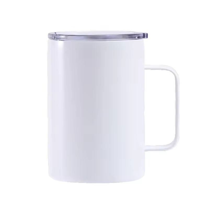 304 Stainless Steel Double-Vacuum Water Cup With Handle Sublimation Mug For Heat Transfer Printing Customizable Logo Image
