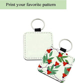 50 PCS Sublimation Blank Keychain PU Leather Sublimation Keychains DIY Heat Transfer Print Keyring for Pendant Ornament Making, Gift Present Making|B0F17TB8B8