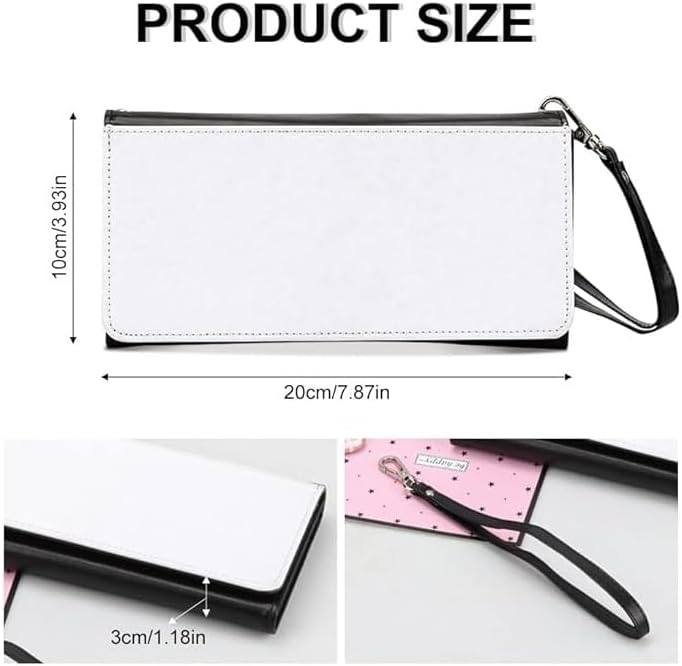 5 PiecesSublimation Blank Long Wallet, Fashion Ladies PU Leather Wallets, Heat Transfer Large Capacity Secure Buckle Leather Clutch Wallet, DIY Craft Long Purse for Women Girl Gift, black, Sublimation|B0DRHWHVG5
