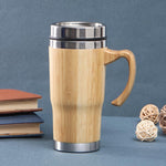 20oz Premium Bamboo Tumbler with Handle - Vacuum Insulated Thermos for Tea, Coffee - Bamboo Stainless Portable Thermal Travel Handle Mug Bottle For Office|B0DSDJN4WP