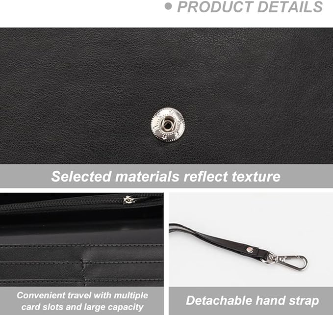 5 PiecesSublimation Blank Long Wallet, Fashion Ladies PU Leather Wallets, Heat Transfer Large Capacity Secure Buckle Leather Clutch Wallet, DIY Craft Long Purse for Women Girl Gift, black, Sublimation|B0DRHWHVG5