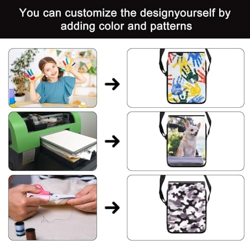5 Pcs Sublimation Blanks Larger Capacity Shoulder Bag Sublimation 15inch Shoulder Bag Crossbody Bag DIY Heat Transfer Print Sublimation Bags for Men Adults Children Father's Day Gifts, Black|B0DNM1RCP9
