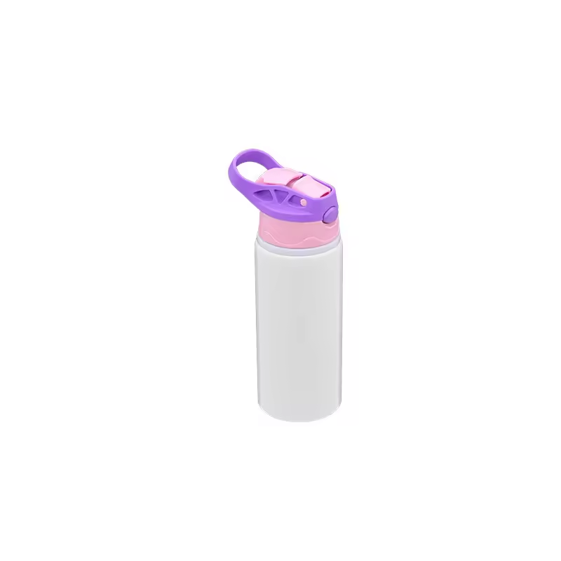SCCFMM Sublimation Aluminum PE Sports Water Bottle White Straw Cup Coating Outdoor Bounce Cup Blanks Heat Transfer Print Logo