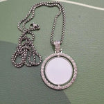 Sublimation Double-sided Rotating Pendant Heat-transfer Print Image Rhinestones High-end Feel Necklace for Birthday Gift