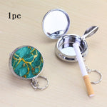 20pcs Sublimation Blank Portable Pocket Ashtray/Vehicle Cigarette Ashtray, DIY Heat Transfer Print Mini Stainless Steel Ashtrays with Key Chain and Cigarette Snuffer, Modern Ash Holder for Auto Use|B0DWJT312G