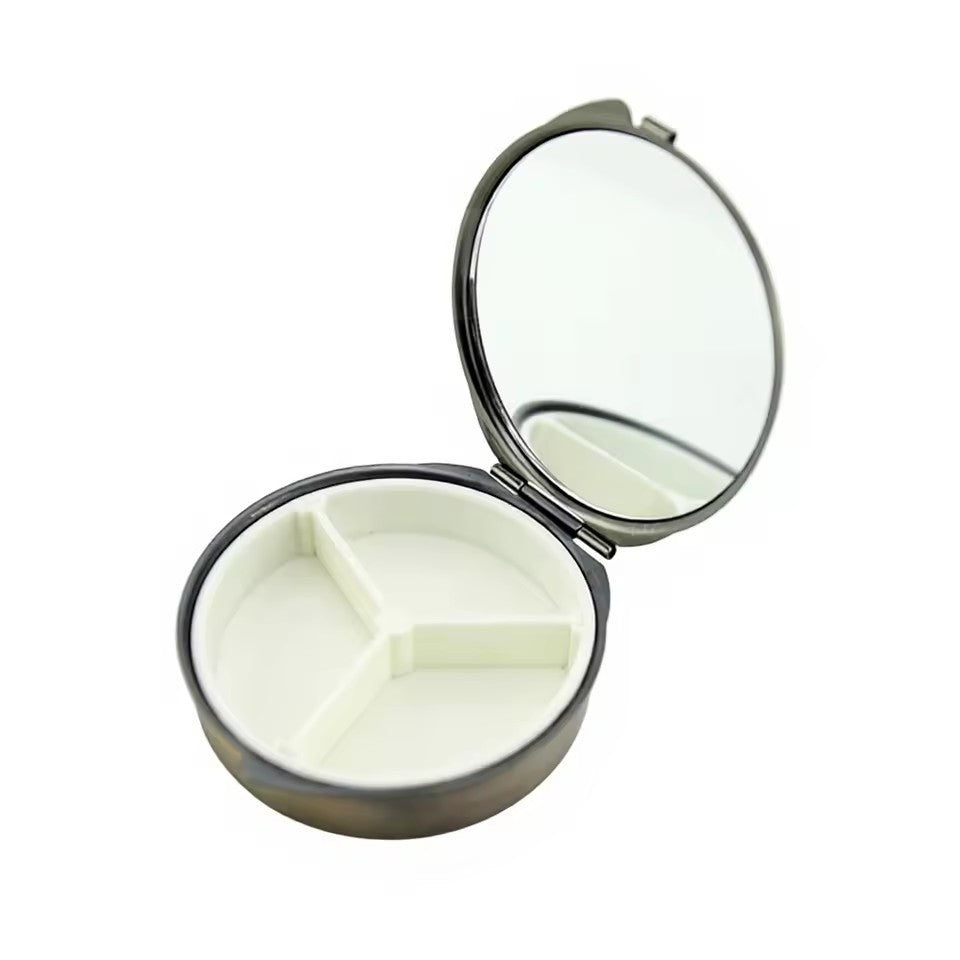 Sublimation Silver Mirror Metal Detachable Pillbox - Portable Compact Pill Organizer with 3/7/9 Compartments for Medication - DIY Heat