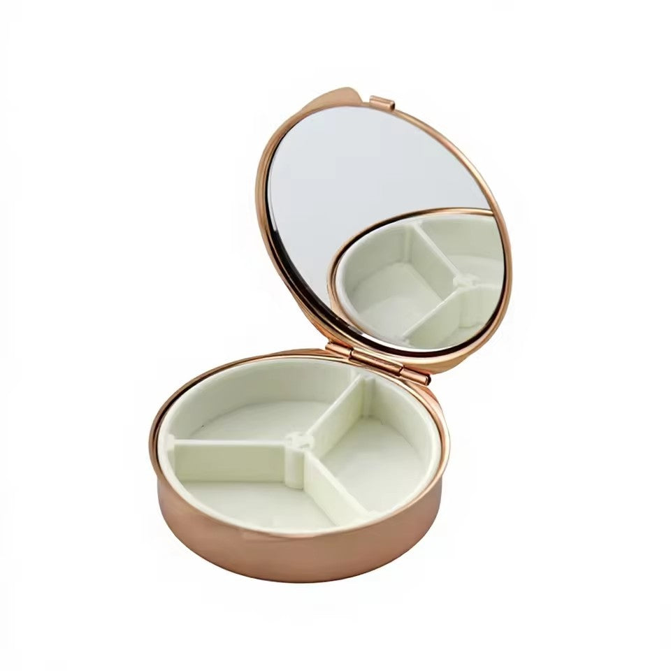 Sublimation Silver Mirror Metal Detachable Pillbox - Portable Compact Pill Organizer with 3/7/9 Compartments for Medication - DIY Heat
