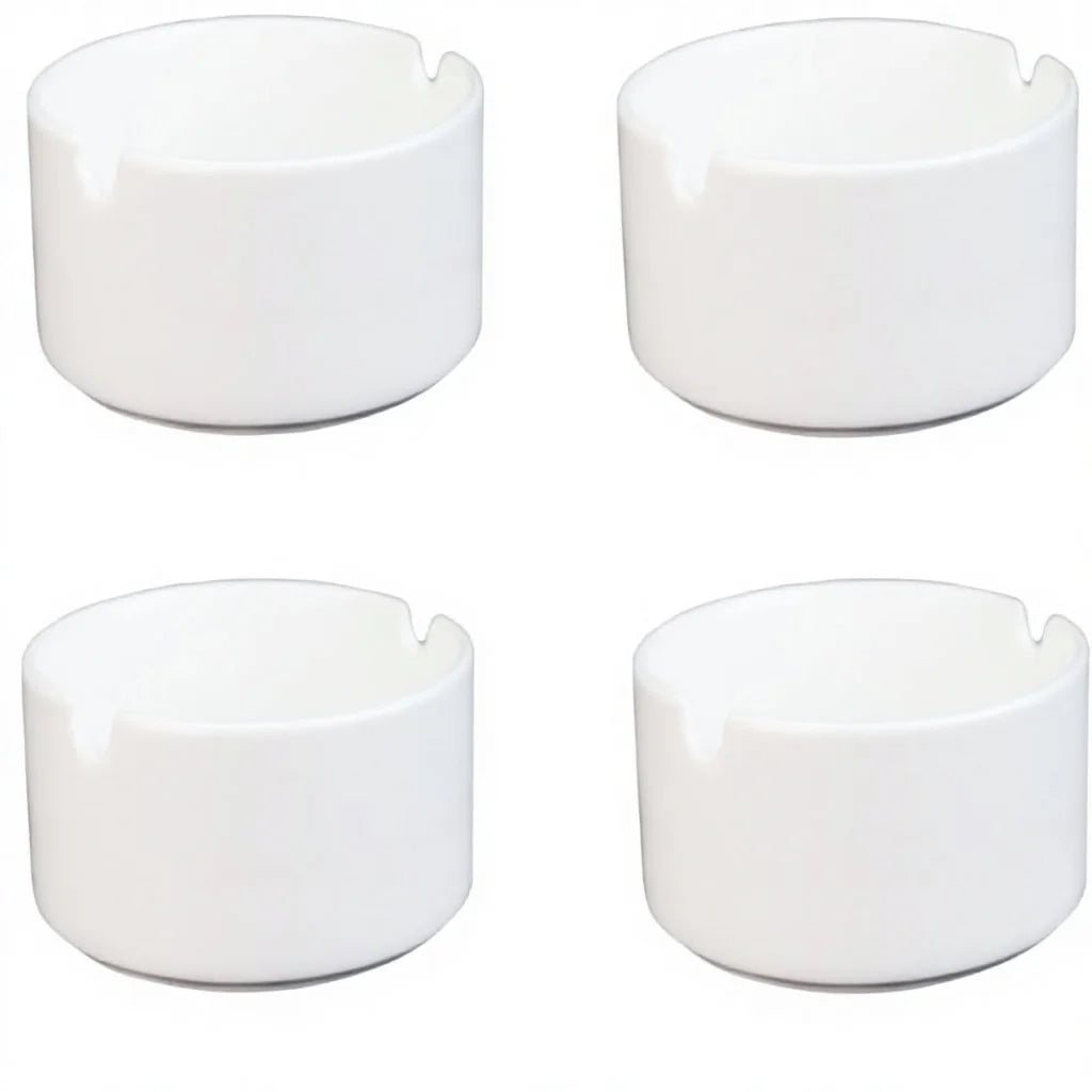 4pcs Sublimation White Ceramic Ashtrays for Cigarettes Heat Transfer Print Round Ceramic Holder for Smokers Home Office Desktop