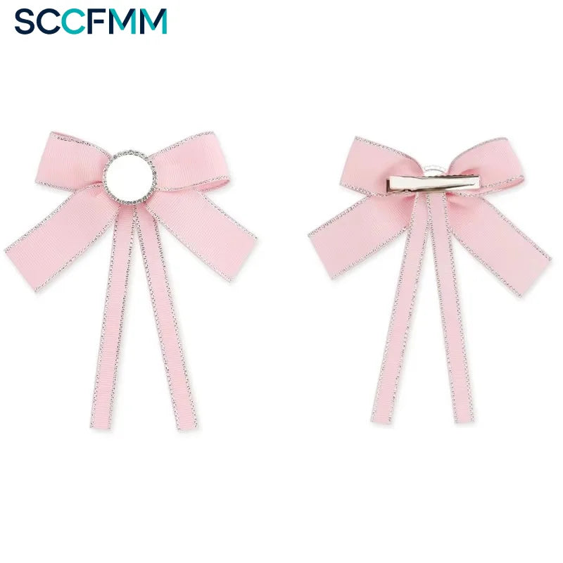Sublimation Bow Hairpin Blue Pink Bow Hair Clips Hairpin Custom Personalized Gift for Friends Heat-transfer Print Logo Photo