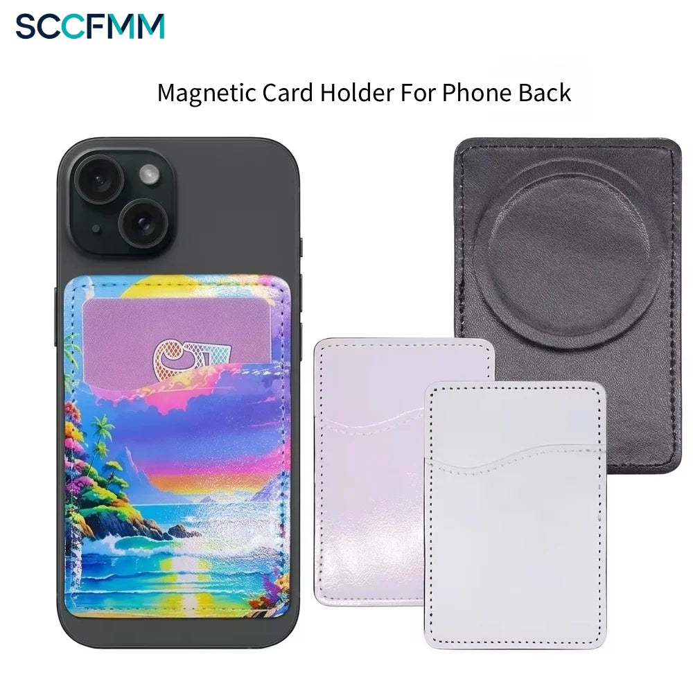 Magnetic Card Holder Coin Purse for Phone Back - Sublimation Blank Card Holders, PVC Unisex Case for Heat-Transfer Print Logo Image