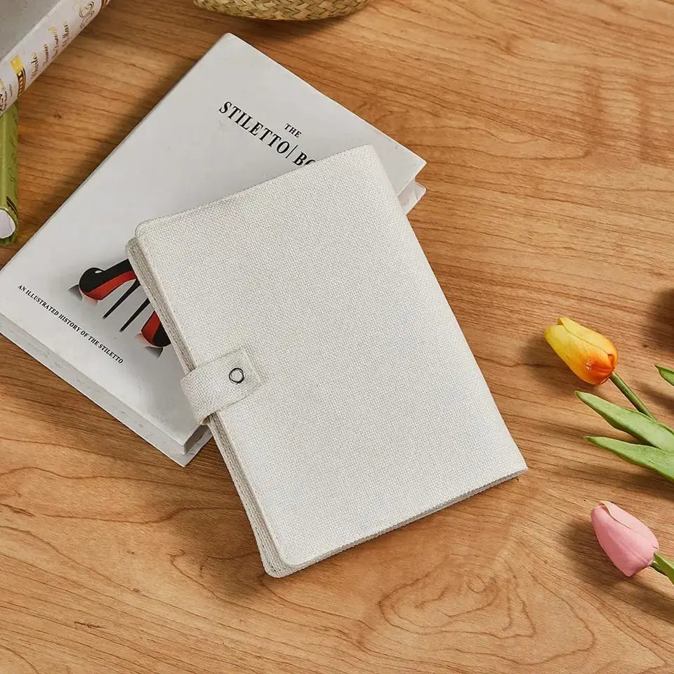 8pcs Linen Cotton Hard Cover for Journals A5 Sublimation Blank White Notebook Cover Creative Gift for DIY Photo Logo Printing
