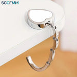 SCCFMM Sublimation Blank Heart Shape Metal Purse Hooks Handbag Hangers Portable and Foldable Custom Unique Bag Hook DIY Print