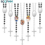 SCCFMM Custom Creative Gift Sublimation Rosary Beads Cross Necklace Border Pendants Necklace Jewelry Gifts for DIY Print Photo