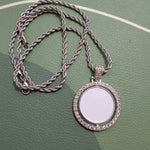 Sublimation Double-sided Rotating Pendant Heat-transfer Print Image Rhinestones High-end Feel Necklace for Birthday Gift