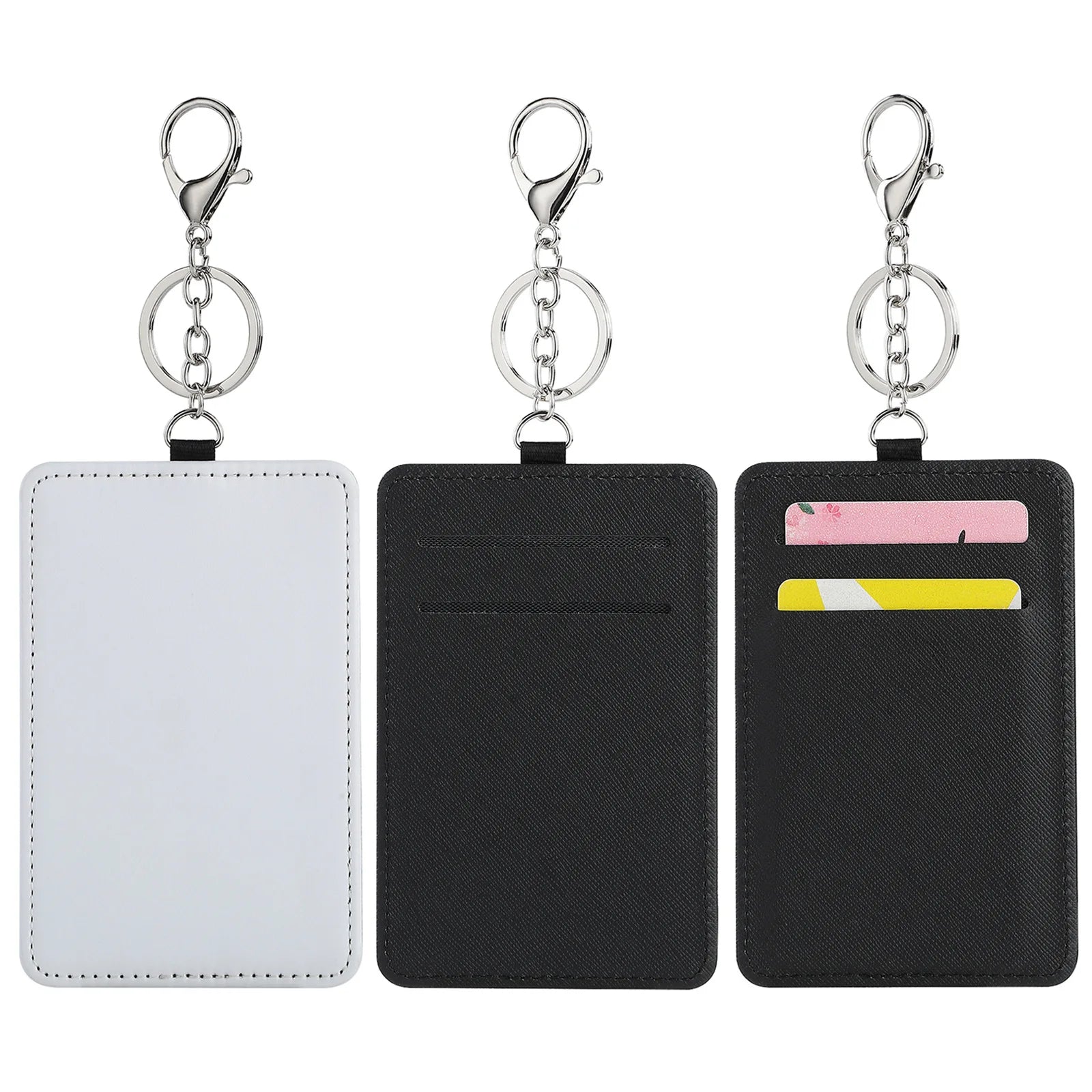 20 Pcs Sublimation Blank PU Leather Card & ID Badge Holders Portable Heat Transfer Printable for Office & Transportation Use