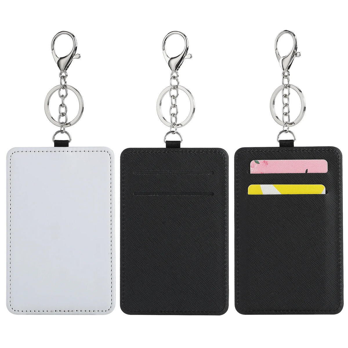 20 Pcs Sublimation Blank PU Leather Card & ID Badge Holders Portable Heat Transfer Printable for Office & Transportation Use