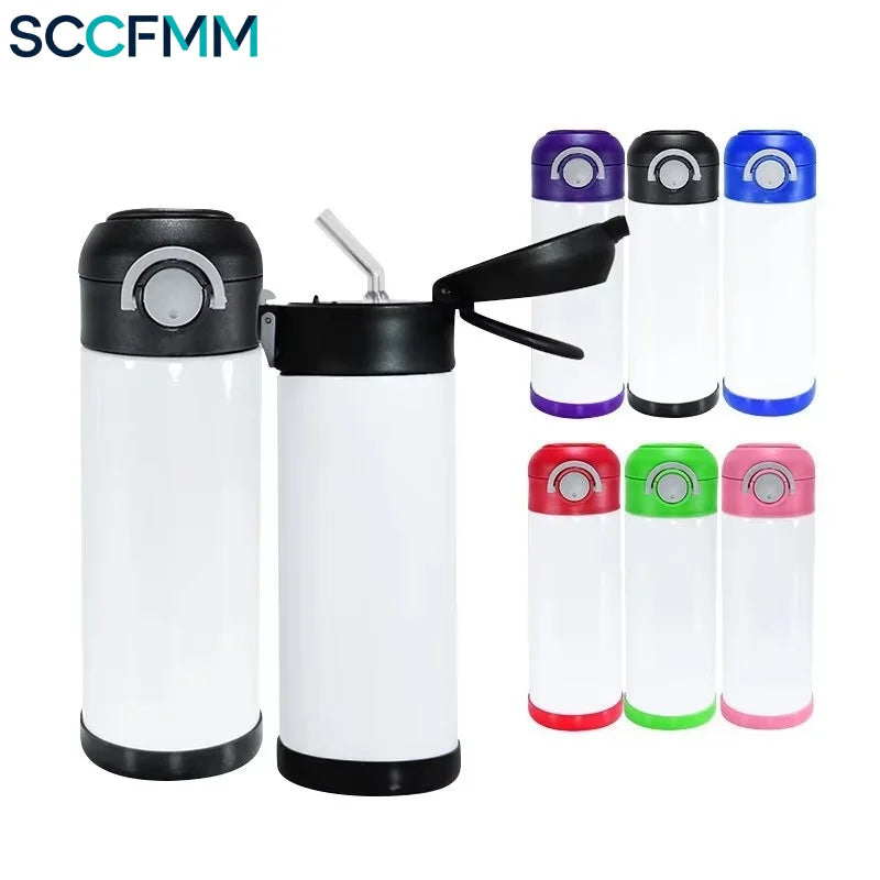 SCCFMM 350ml Student Water Cup Stainless Steel Pop-Up Cup Sublimation Vacuum Insulated Thermal Bottle for DIY Logo Business Gift