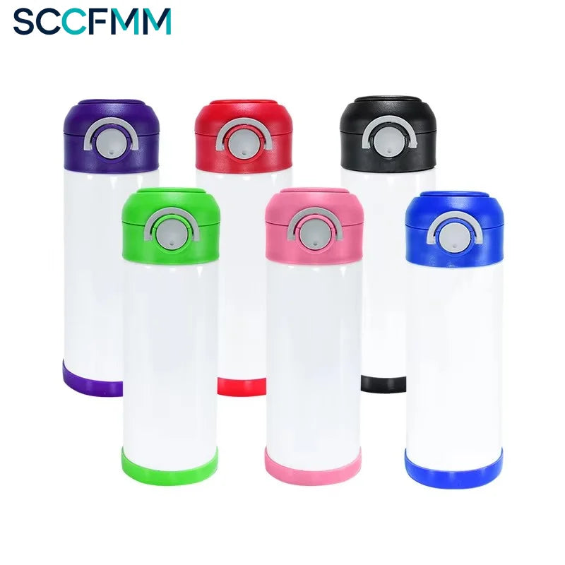 SCCFMM 350ml Student Water Cup Stainless Steel Pop-Up Cup Sublimation Vacuum Insulated Thermal Bottle for DIY Logo Business Gift